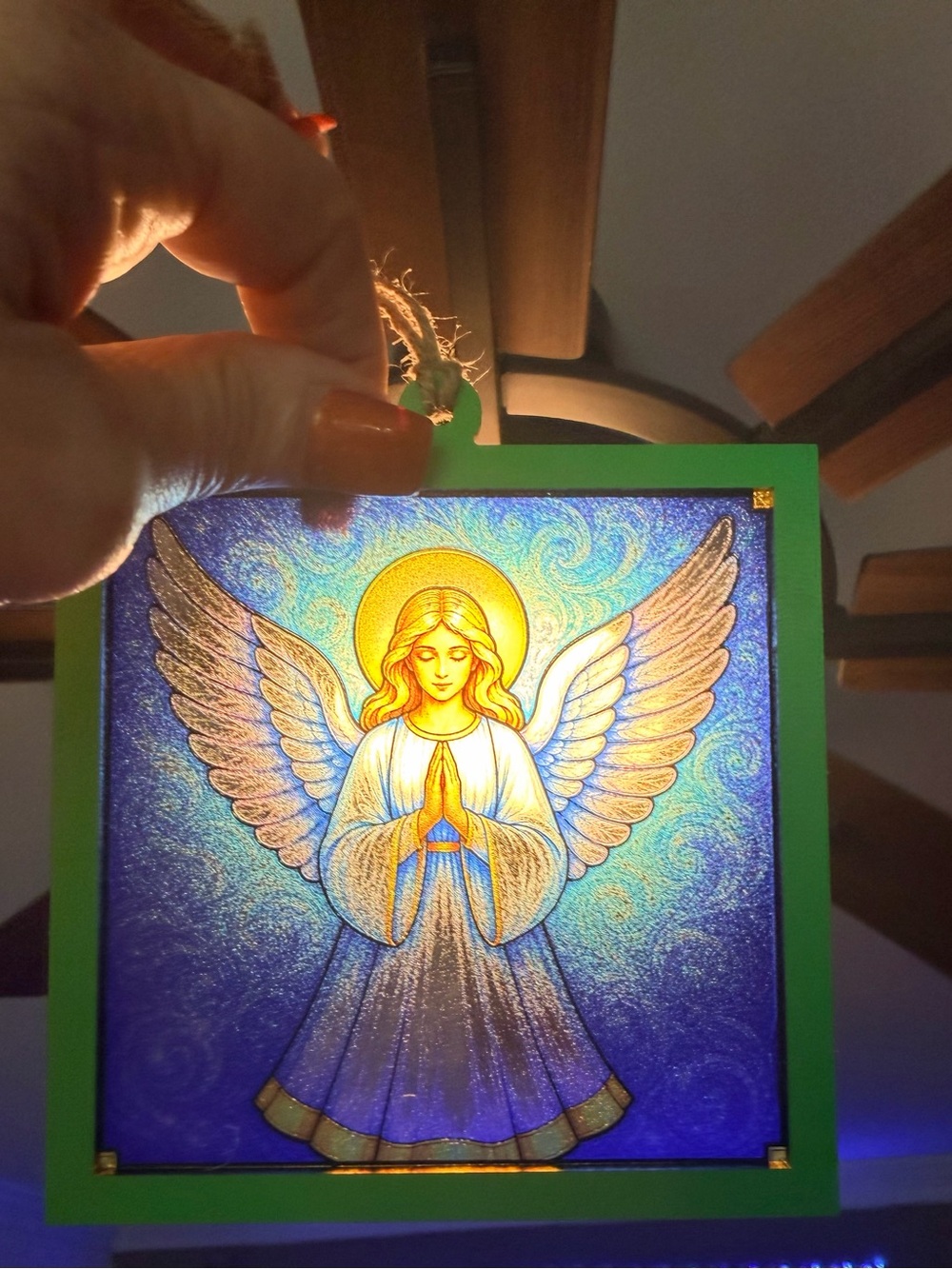 Hand crafted by me wood framed acrylic Angel sun catcher or ornament - Picture 5 of 5